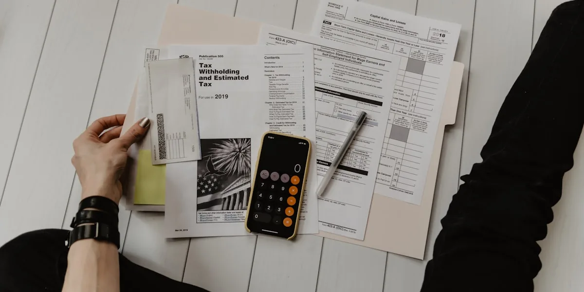 Calculadora e laptop para calcular custo de site