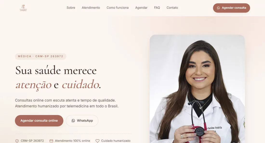 Site criado pela Nutrency para médica